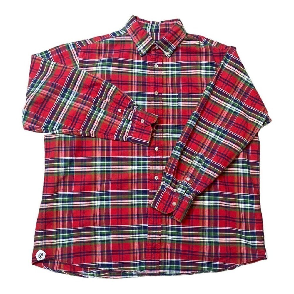 CREMIEUX Men's Red Plaid Button Down Shirt Size XL
